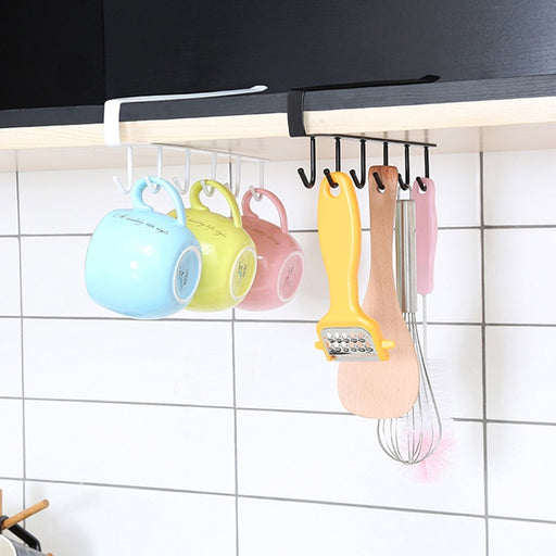 Under-Cabinet Hanger Rack (6 Hooks) - gadgetstap